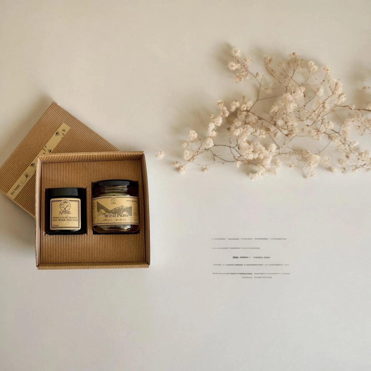 Zestaw prezentowy miód, świeca z wosku pszczelego Apimel