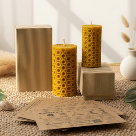 świece z wosku pszczelego z plastrem miodem z pudełkiem na prezent