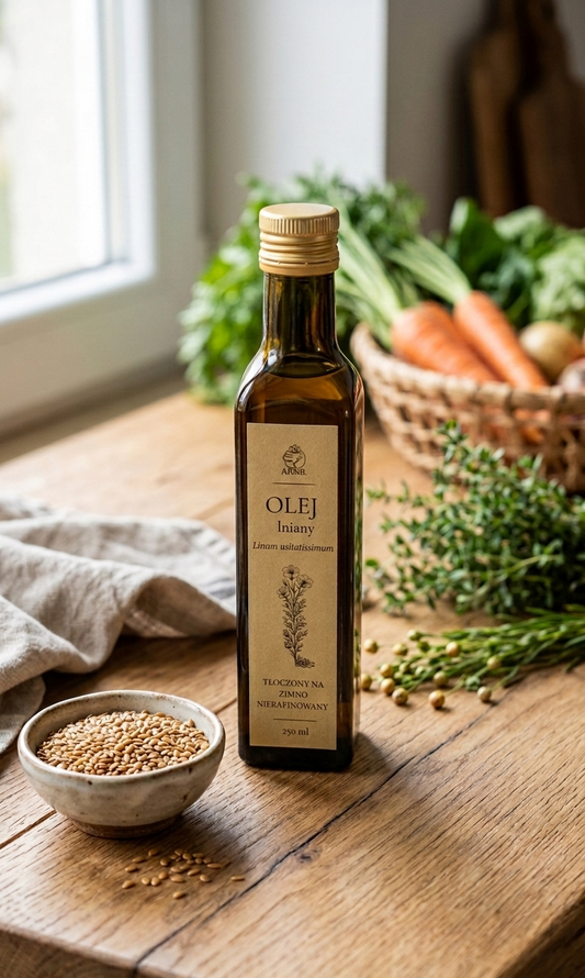 Olej Lniany tłoczony na zimno nierafinowany 250 ml