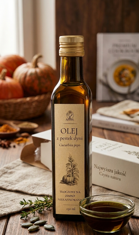 Olej z pestek dyni tłoczony na zimno 250 ml