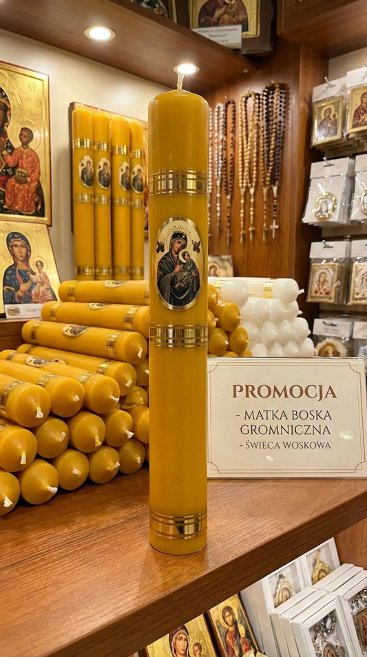 świeca gromnicza z wosku pszczelego tradycyjna naturalna bezzapachowa Apimel