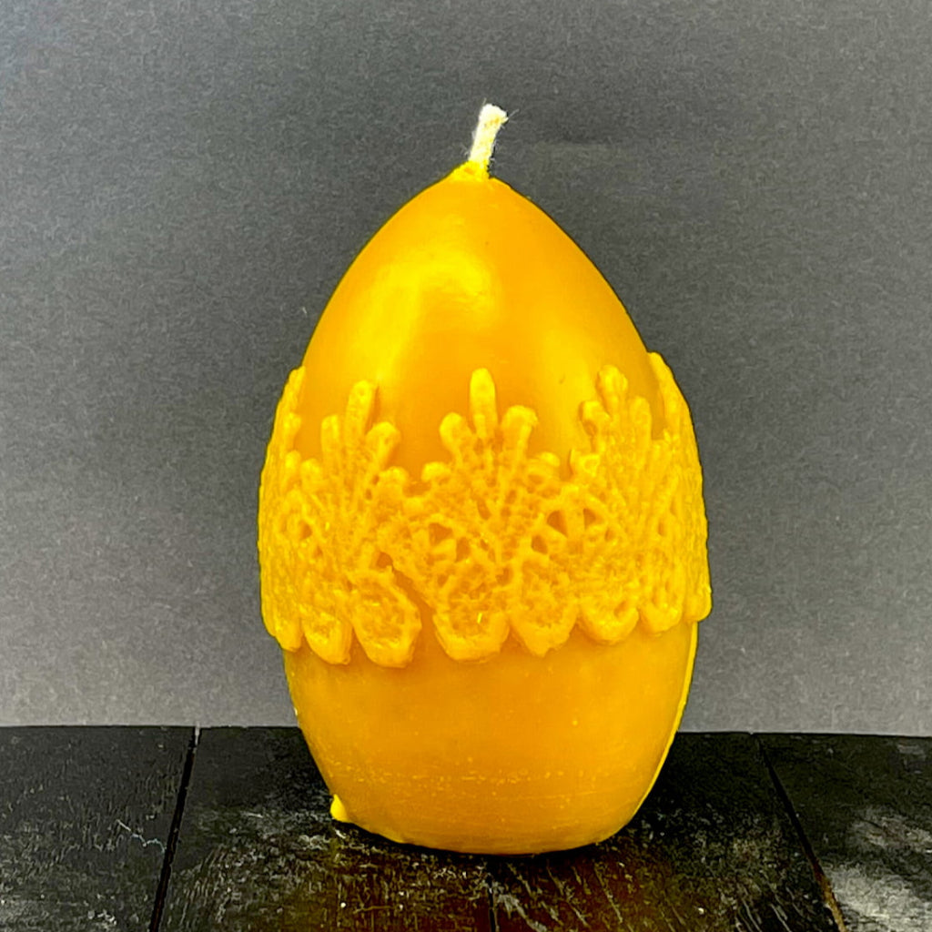 Świece z wosku pszczelnego jajko z koronką