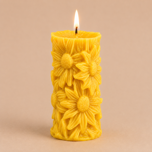 Sonnenblumen-Bienenwachskerze