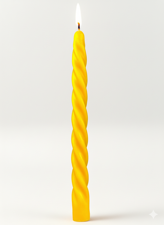 Bougie en cire d'abeille pour chandelier, bouclée, grande