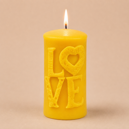 Bienenwachskerze Zylinder LOVE, Valentinstag