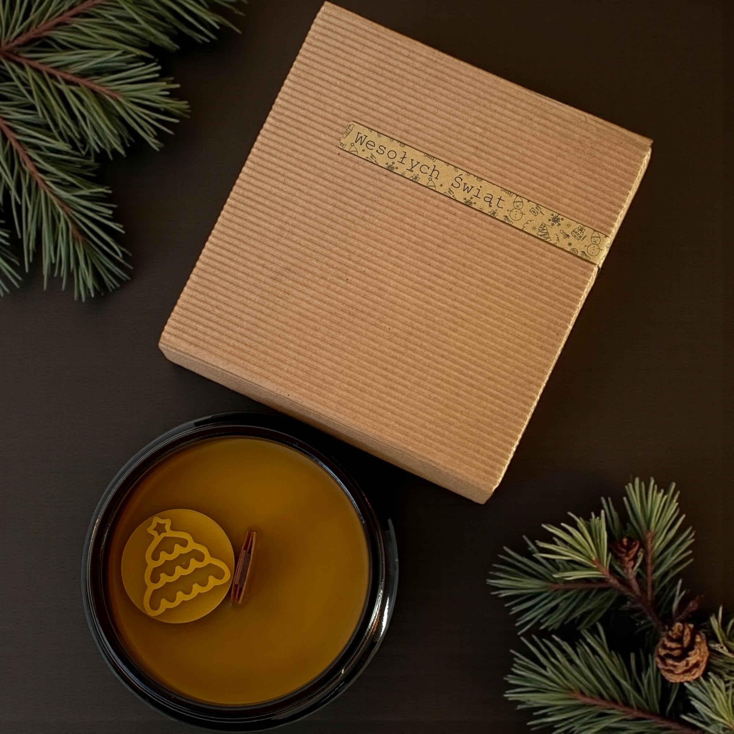 Kerze mit Holzdocht im Glas - Weihnachtsbaum