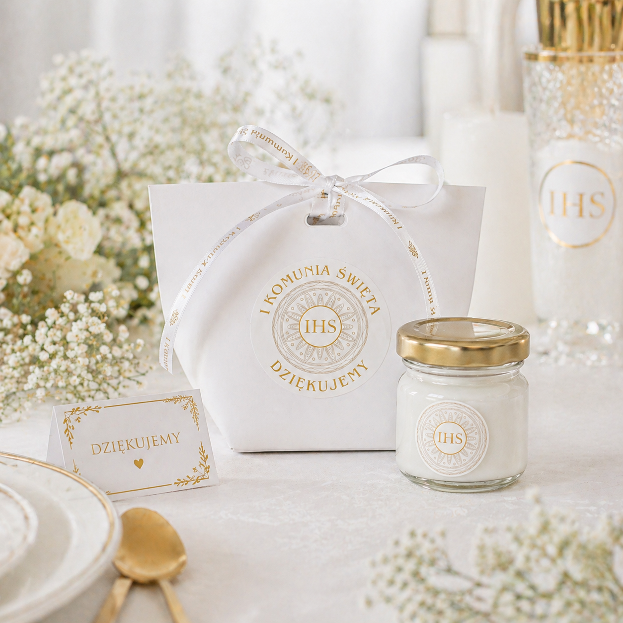 Danke an die Gäste – Sojakerze zur Heiligen Kommunion ✨🤍