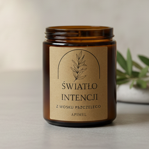 Świeca z wosku pszczelego w szkle intencyjna 