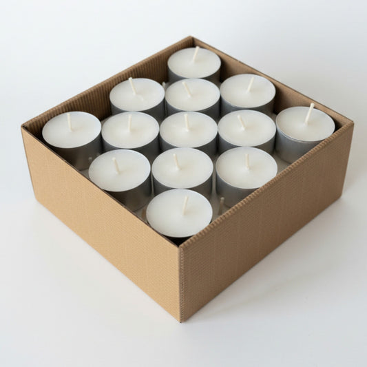 Duże tealighty 6h palenia z wosku sojowego APIMEL 38 szt