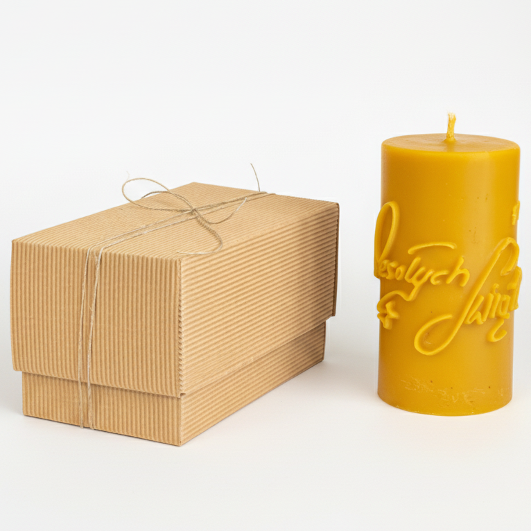Bougies en cire d'abeille JOYEUX NOËL AVEC SAPIN DE NOËL