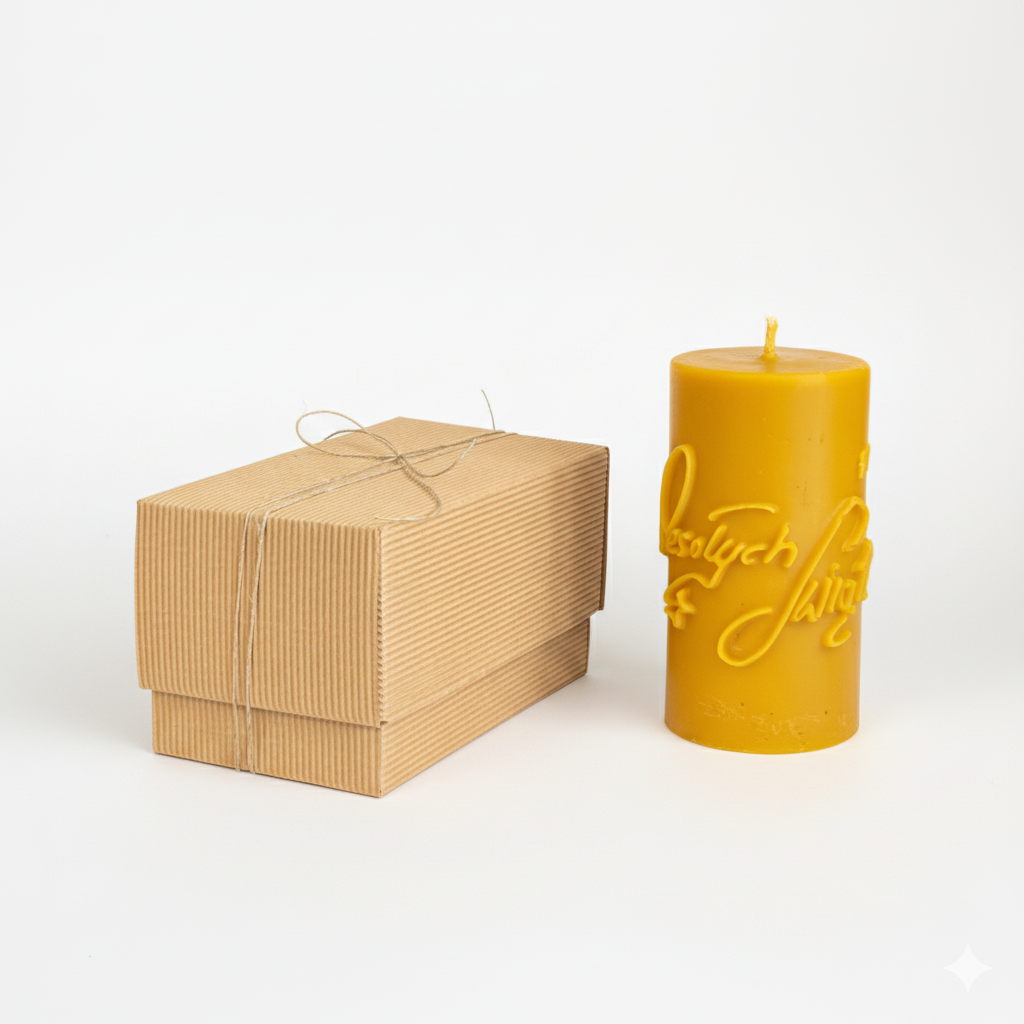 Bougies en cire d'abeille JOYEUX NOËL AVEC SAPIN DE NOËL