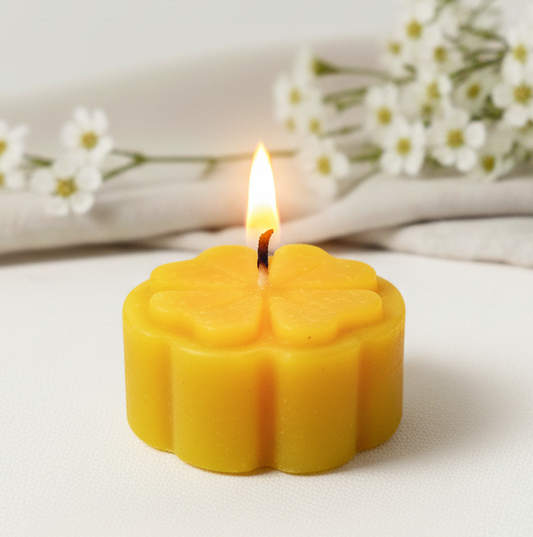 Bougie chauffe-plat en cire d'abeille avec motif - lumière naturelle et décorative Apimel
