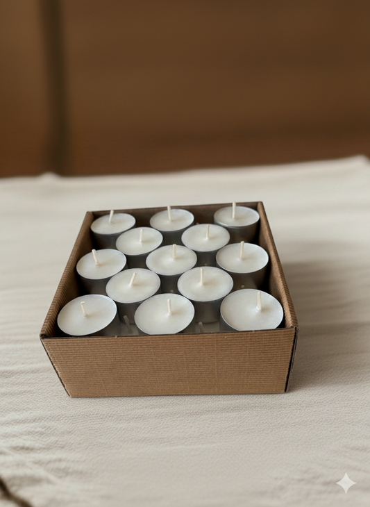 Duże tealighty 6h palenia z wosku sojowego APIMEL 38 szt