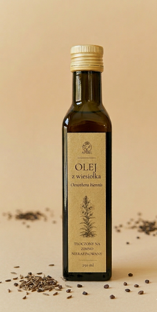 Olej z wiesiołka tłoczony na zimno nierafinowany 250 ml