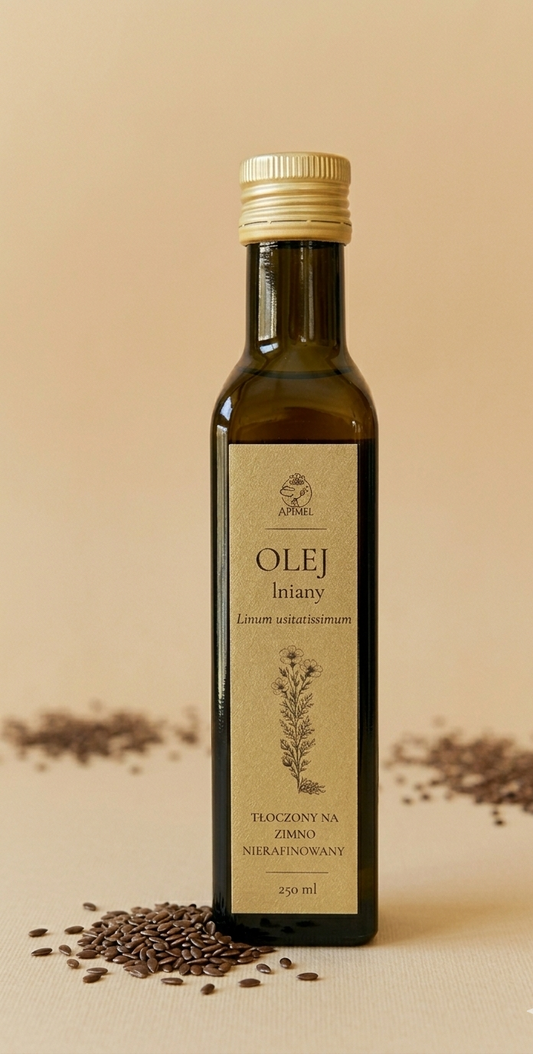 Olej Lniany tłoczony na zimno nierafinowany 250 ml