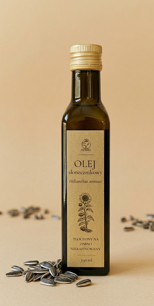 Olej słonecznikowy tłoczony na zimno nierafinowany 250 ml
