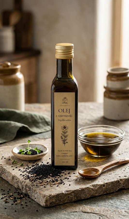 Olej z czarnuszki tłoczony na zimno nierafinowany 250 ml