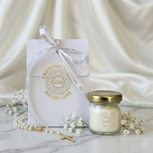 Danke an die Gäste – Sojakerze zur Heiligen Kommunion ✨🤍