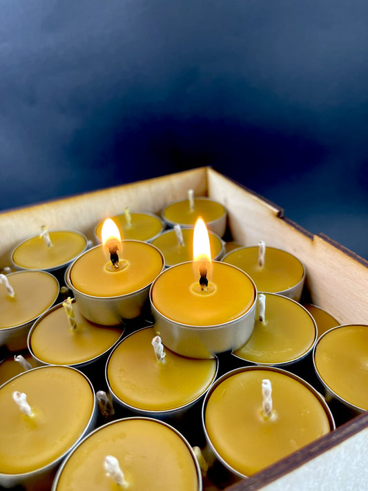 Bougie chauffe-plat en cire d'abeille - Bougie naturelle non parfumée 30 pièces