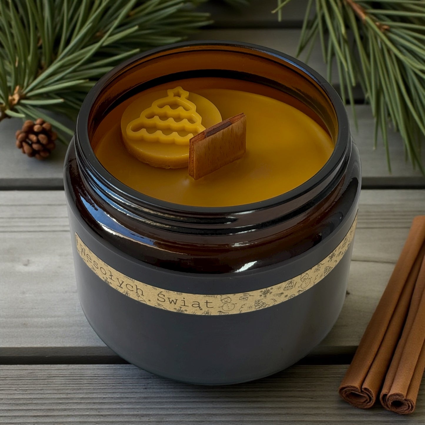 Kerze mit Holzdocht im Glas - Weihnachtsbaum