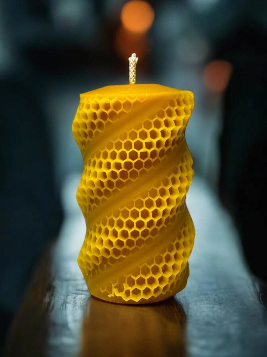 Bougie en cire d'abeille spirale en nid d'abeille grande taille