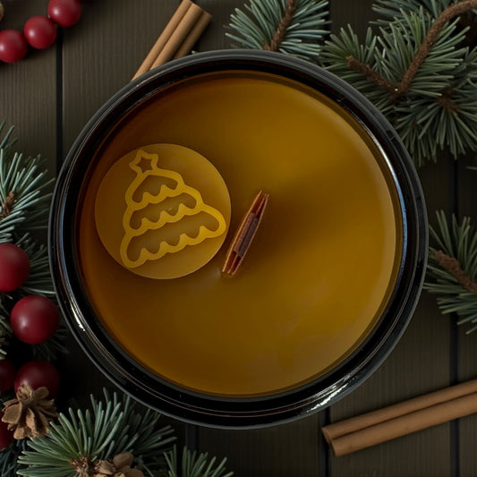 Kerze mit Holzdocht im Glas - Weihnachtsbaum