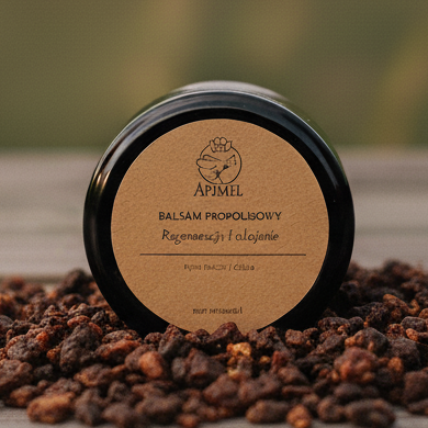 Balsam propolisowy Apimel regeneracja i łagodzenie do twarzy i ciała na ziarnach propolisu
