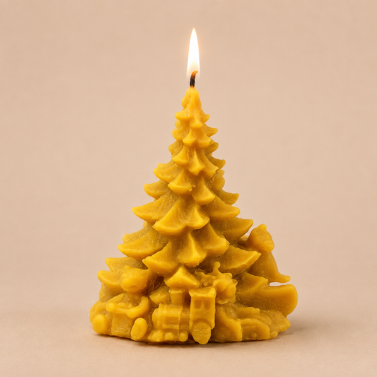 Bienenwachskerze - Weihnachtsbaum mit Geschenken