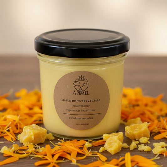 Masło do twarzy i ciała oczyszczające z woskiem pszczelim naturalna regeneracja i nawilżenie skóry