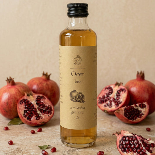 ocet z owoców granatu bio 250 ml Apimel niefiltrowany żywy ocet z granatu z matką octową