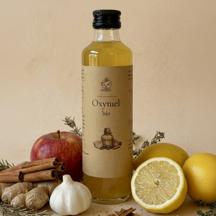 oxymel bio 250 ml Apimel naturalny napój z octu jabłkowego miodu cytryny i przypraw