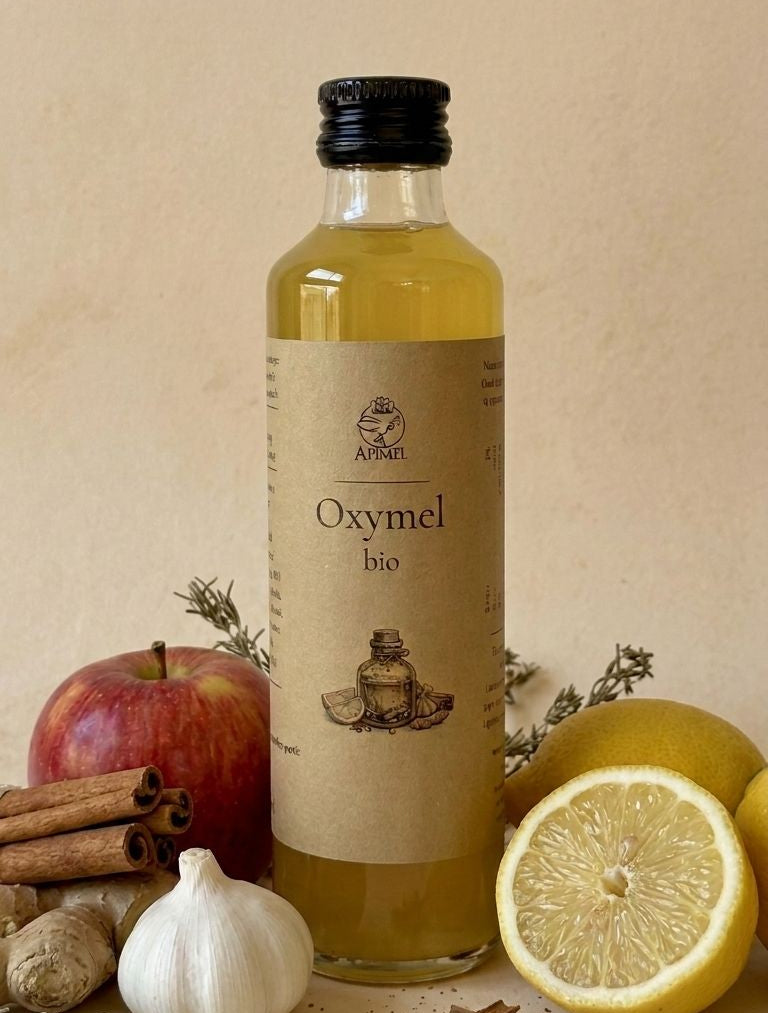 oxymel bio naturalny napój z miodem i octem jabłkowym butelka apimel