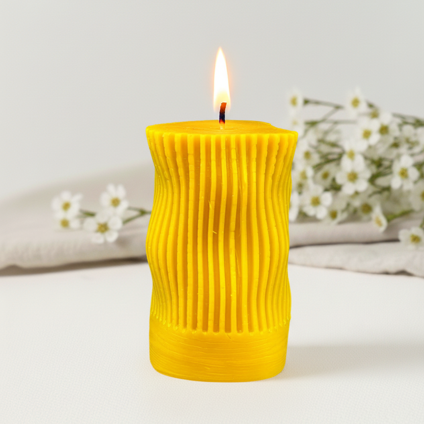 Świeca z wosku pszczelego asymetryczna dekoracyjna nowoczesny design