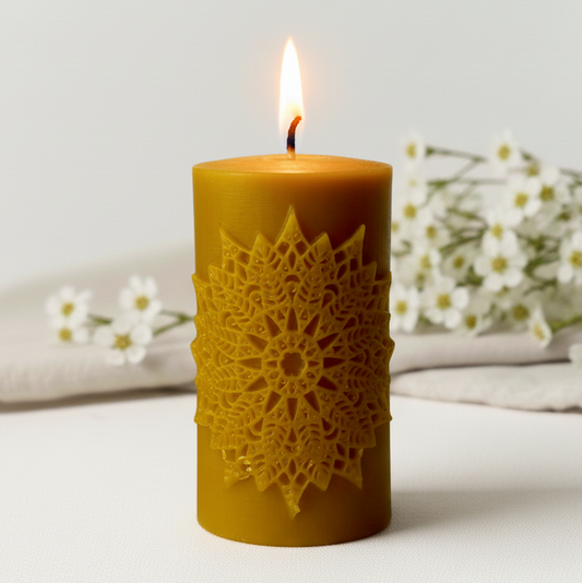Świeca z wosku pszczelego mandala dekoracyjna ręcznie robiona