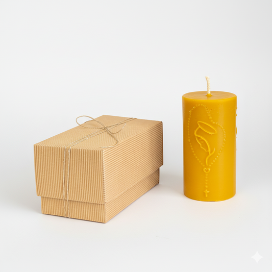 Świeca z wosku pszczelego Maryja religijna dekoracyjna naturalna