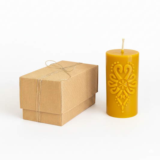 Świeca z wosku pszczelego parzenica wzór góralski dekoracyjna
