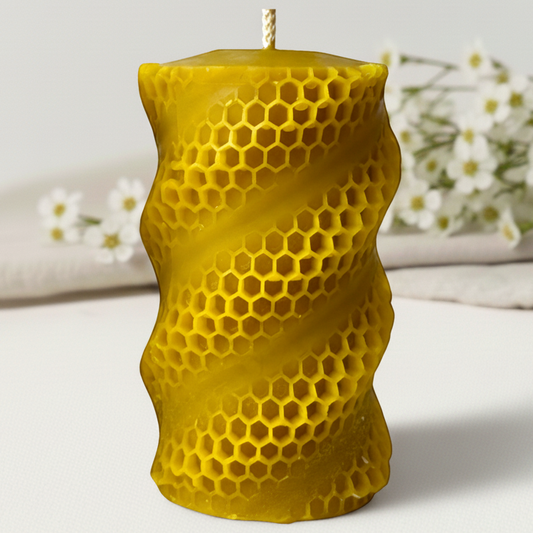 Świeca spiralna z wosku pszczelego duża plaster miodu dekoracyjna