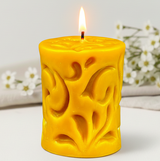 Świeca z wosku pszczelego walec 9,5 cm dekoracyjna naturalna