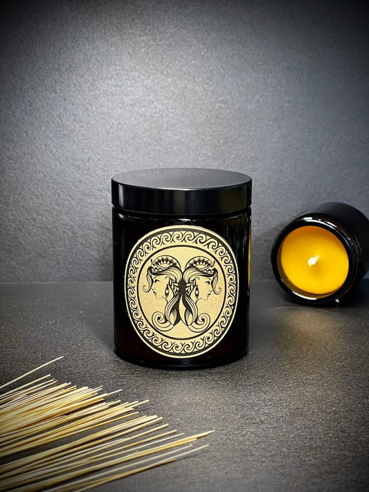 Świeca z wosku pszczelego 180 ml ZNAKI ZODIAKU w szkle Bliźnięta